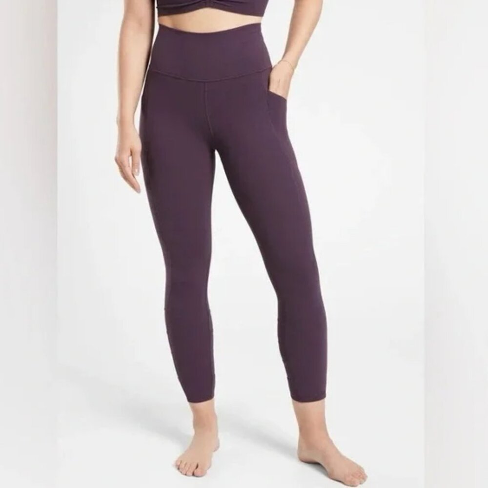 Athleta Salutation Stash Pocket Tights Womens Size LT Purple
